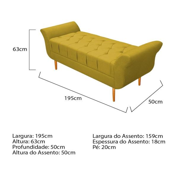 Imagem de Recamier Estofado Ari 195 cm King Size Suede Amarelo - Amarena Móveis