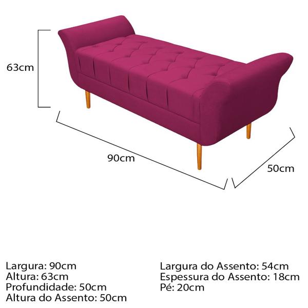 Imagem de Recamier Estofado Ari 90 cm Solteiro Suede Pink - Doce Sonho Móveis