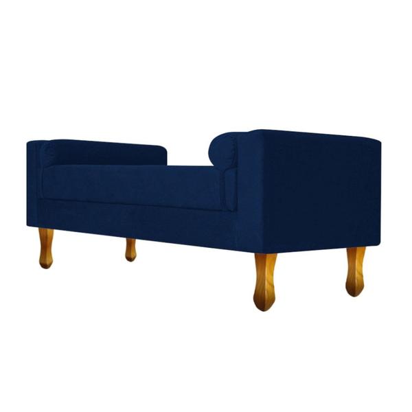 Imagem de Recamier Félix Divã Baú 100 cm Estofado Luiz XV Sofá Suede Azul Marinho Sala de Estar Consultório Quarto Recepção Escritório - AM Decor