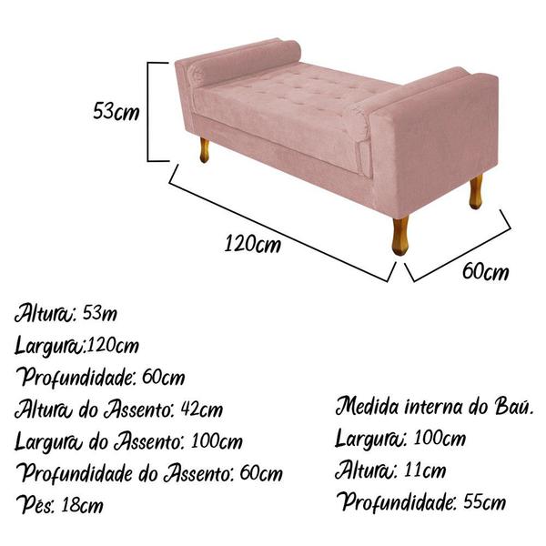 Imagem de Recamier Félix Solteiro 120cm Suede Rosê - ADJ Decor