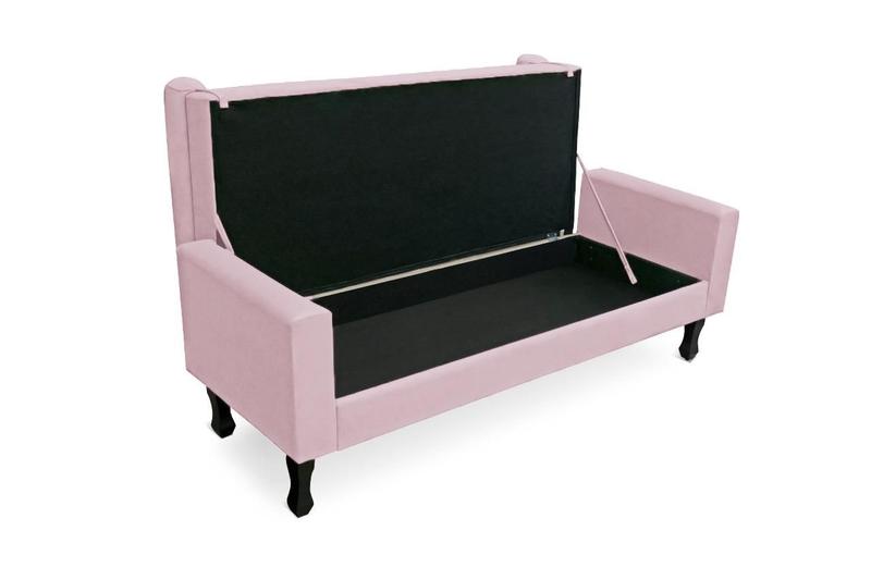 Imagem de Recamier Fênix Baú Para Quarto Sala Casal 140cm Corano Rosa Bebe - DL Decor