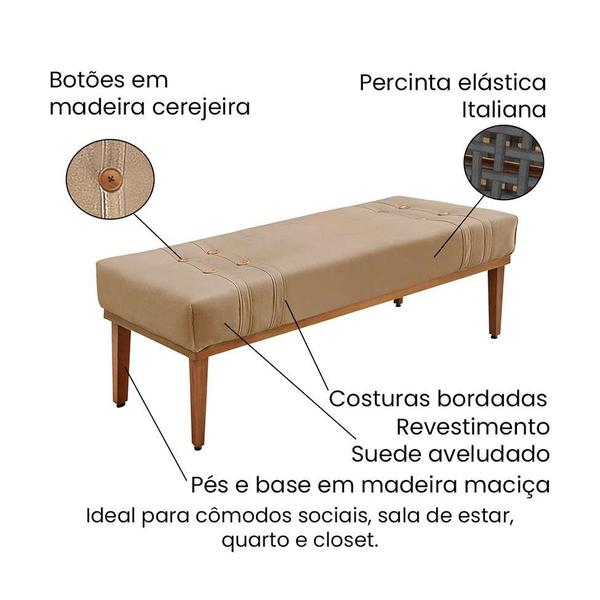 Imagem de Recamier Gênova Suede Bege 140 cm