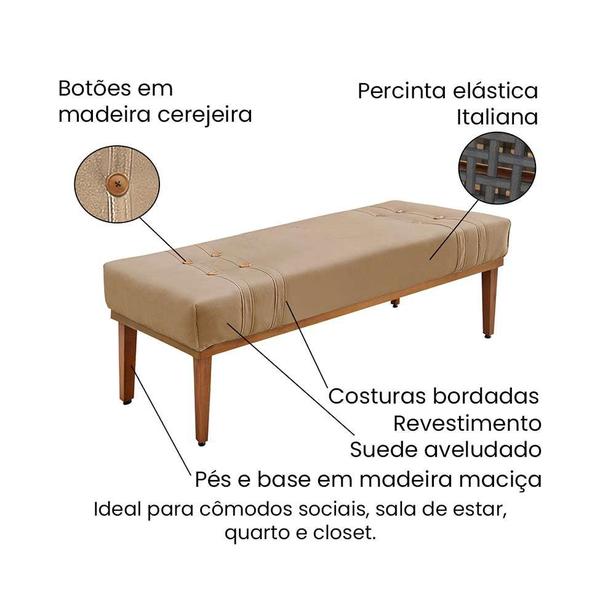 Imagem de Recamier Gênova Suede Bege 195 cm