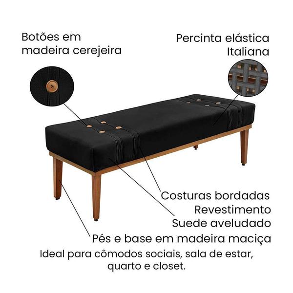 Imagem de Recamier Gênova Suede Preto 195 cm