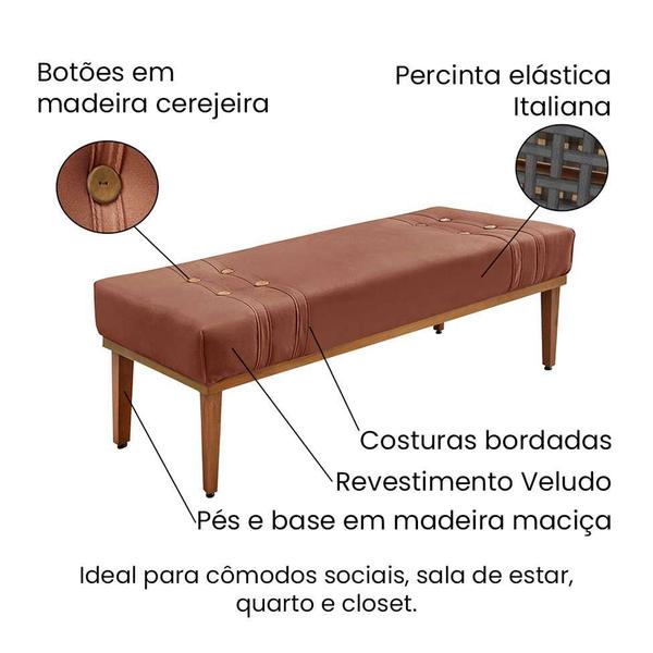 Imagem de Recamier Gênova Veludo Cobre 160 cm