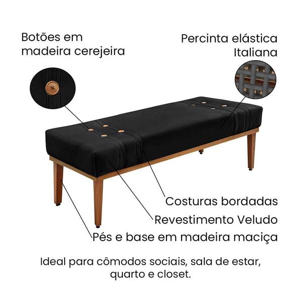 Imagem de Recamier Gênova Veludo Preto 90 cm