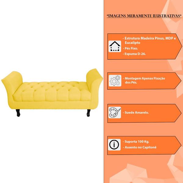 Imagem de Recamier Grecia Decorativa 150cm Suede Amarelo - Montanaris Decor