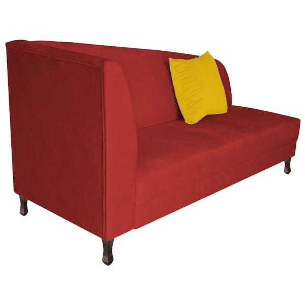 Imagem de Recamier Heitor 140cm com Almofada Lado Direito Sintético Vermelho/Amarelo