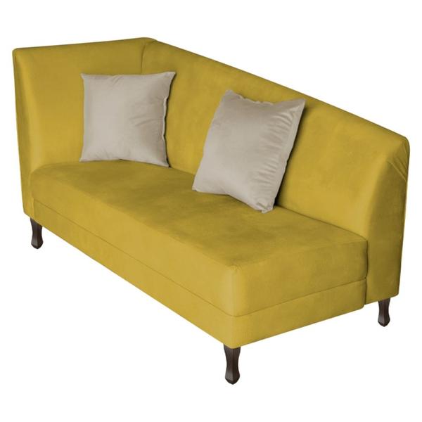 Imagem de Recamier Heitor 140cm com Almofada Lado Direito Suede Amarelo/Bege - Amarena Móveis