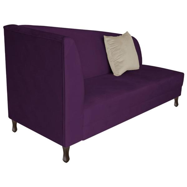 Imagem de Recamier Heitor 140cm com Almofada Lado Direito Suede Roxo/Bege - Amarena Móveis