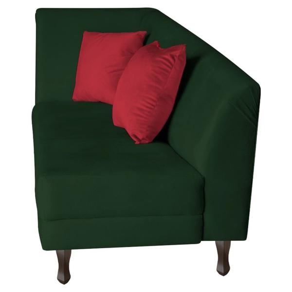 Imagem de Recamier Heitor 140cm com Almofada Lado Direito Suede Verde/Vermelho - Amarena Móveis