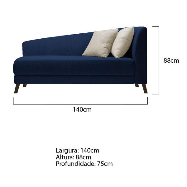 Imagem de Recamier Heitor 140cm com Almofada Lado Esquerdo Suede - Amarena Móveis