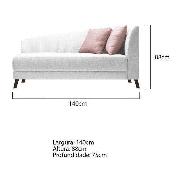 Imagem de Recamier Heitor 140cm com Almofada Lado Esquerdo Suede - Amarena Móveis