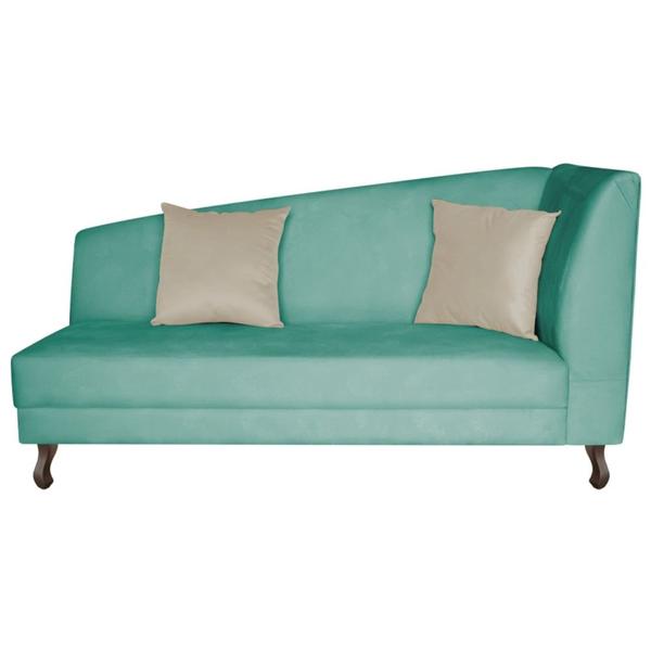 Imagem de Recamier Heitor 140cm com Almofada Lado Esquerdo Suede Azul Tiffany/Bege - Amarena Móveis