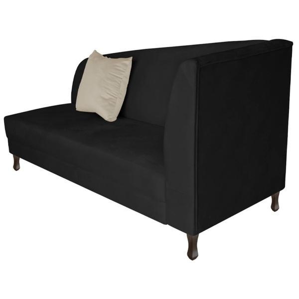 Imagem de Recamier Heitor 140cm com Almofada Lado Esquerdo Suede Preto/Bege - Amarena Móveis