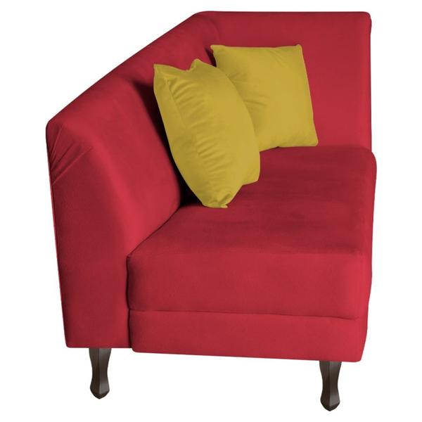 Imagem de Recamier Heitor 140cm com Almofada Lado Esquerdo Suede Vermelho/Amarelo - Amarena Móveis