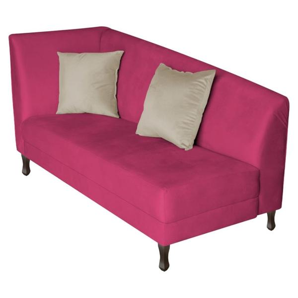 Imagem de Recamier Heitor 160cm com Almofada Lado Direito Suede Pink/Bege - Amarena Móveis