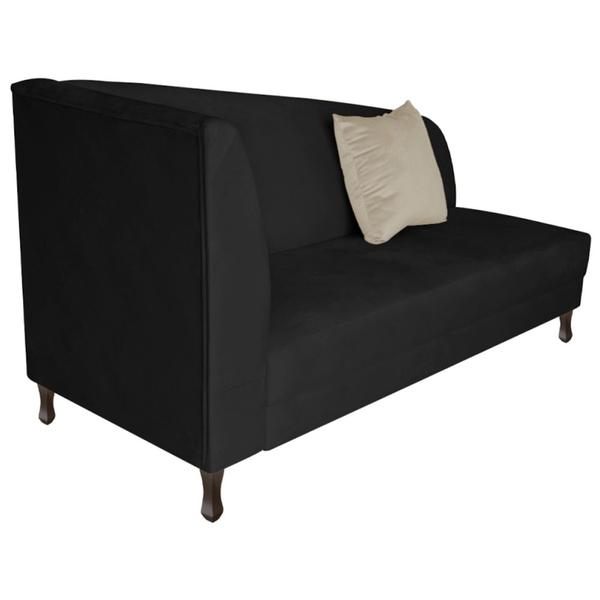 Imagem de Recamier Heitor 160cm com Almofada Lado Direito Suede Preto/Bege - Amarena Móveis