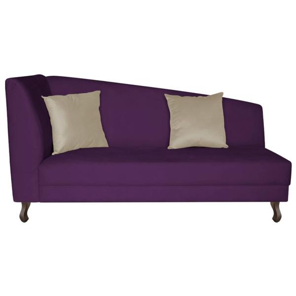 Imagem de Recamier Heitor 160cm com Almofada Lado Direito Suede Roxo/Bege - Amarena Móveis