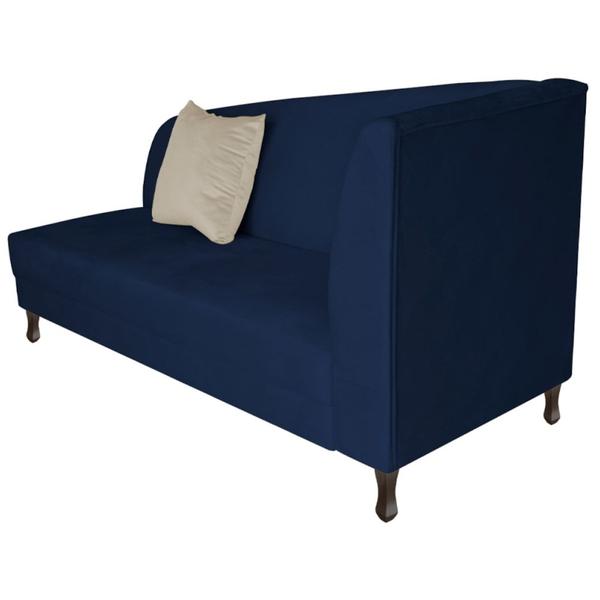 Imagem de Recamier Heitor 160cm com Almofada Lado Esquerdo Suede Azul Marinho/Bege - Amarena Móveis