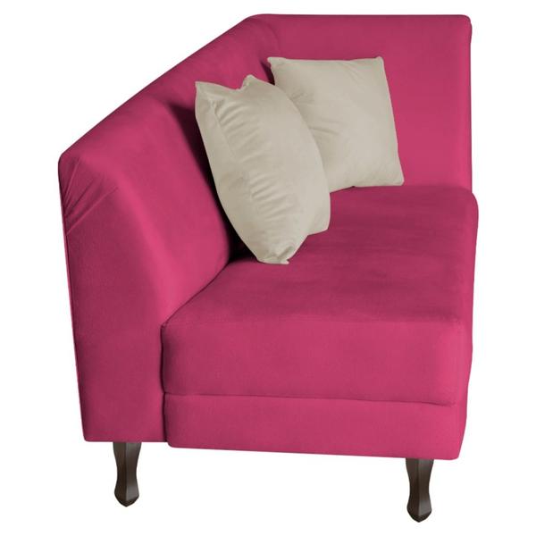 Imagem de Recamier Heitor 160cm com Almofada Lado Esquerdo Suede Pink/Bege - Amarena Móveis