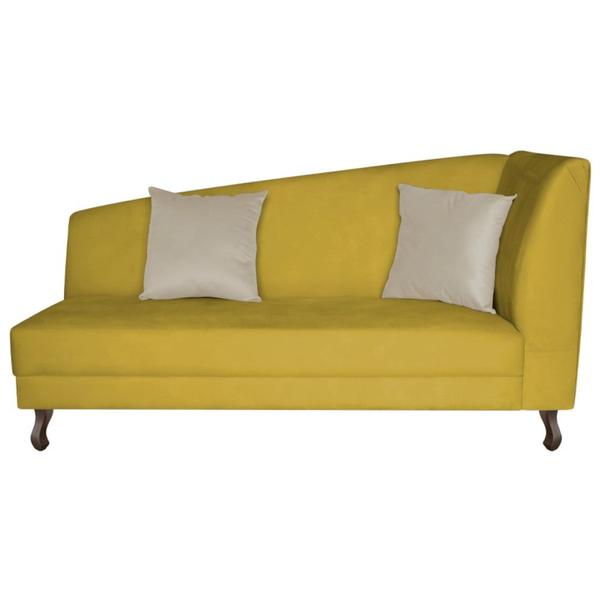 Imagem de Recamier Heitor 185cm com Almofada Lado Esquerdo Suede Amarelo/Bege - Amarena Móveis