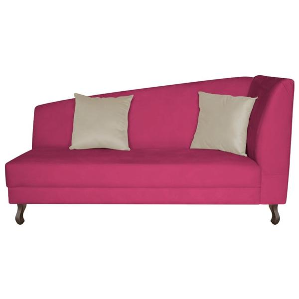 Imagem de Recamier Heitor 185cm com Almofada Lado Esquerdo Suede Pink/Bege - Amarena Móveis