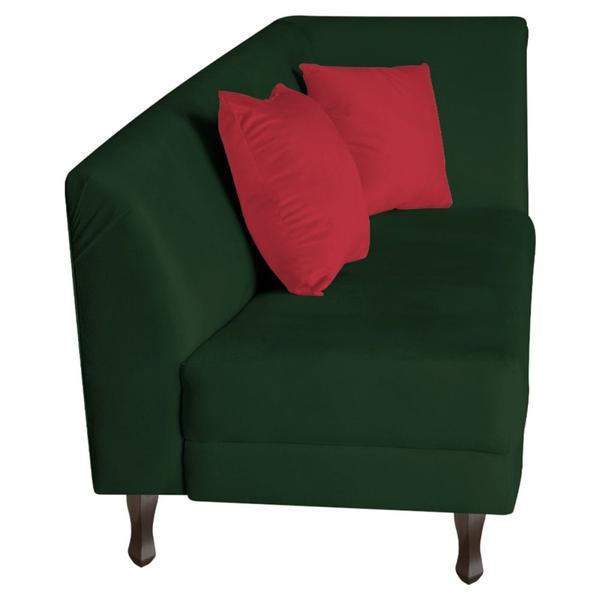 Imagem de Recamier Heitor 185cm com Almofada Lado Esquerdo Suede Verde/Vermelho - Amarena Móveis