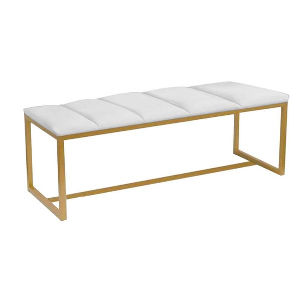 Imagem de Recamier Industrial Carla 140cm Casal Quarto Box Cama Ferro Dourado Suede Branco - Ahazzo Móveis