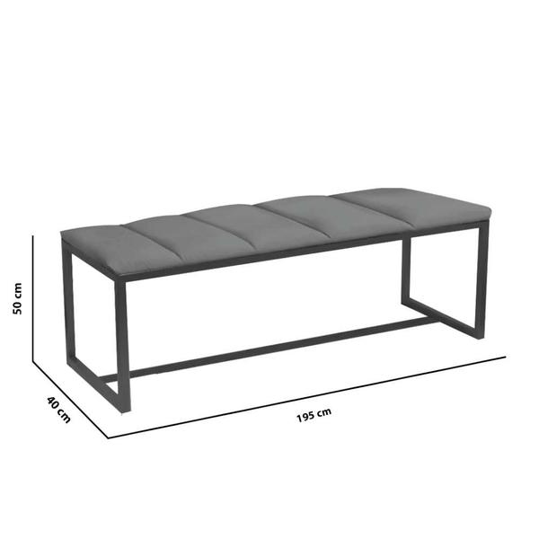 Imagem de Recamier Industrial Carla 195cm King Size Quarto Box Cama Ferro Branco Sintético Preto - Ahz Móveis