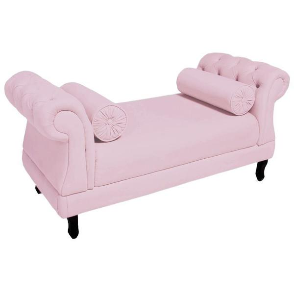 Imagem de Recamier Istambul Decorativo Estofado Para Hall de Entrada 140 cm Corano Rosa Bebe - DL Decor