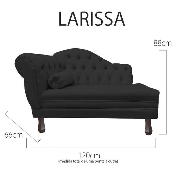 Imagem de Recamier Larissa Estofado Sala 120 cm Direito De Quem Senta Corano Preto - DL Decor