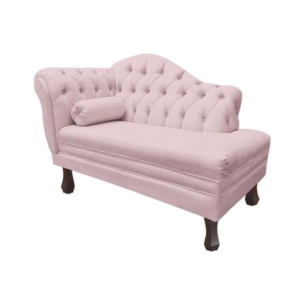 Imagem de Recamier Larissa Estofado Sala 120 cm Direito De Quem Senta Corano Rosa Bebe - DL Decor