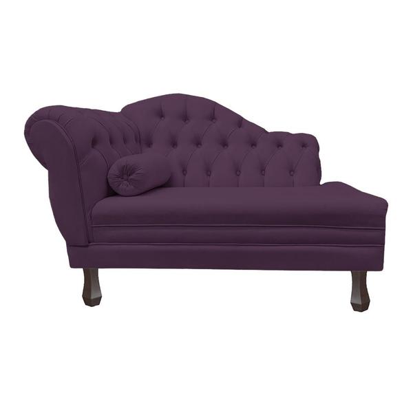 Imagem de Recamier Larissa Estofado Sala 120 cm Direito De Quem Senta Veludo Roxo - DL Decor