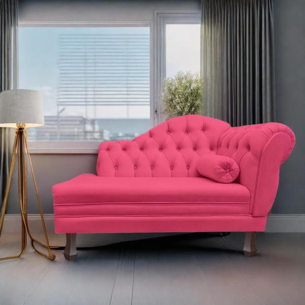 Imagem de Recamier Larissa Estofado Sala 120 cm Esquerdo De Quem Senta Corano Rosa Pink - DL Decor