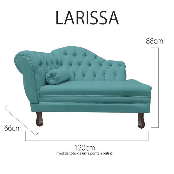 Imagem de Recamier Larissa Estofado Sala 120 cm Esquerdo De Quem Senta Suede Azul Turquesa - DL Decor