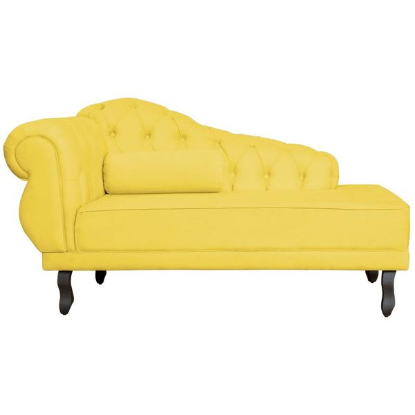 Imagem de Recamier Larissa Lado Direito 1,50 cm Veludo Amarelo - Montanaris Decor