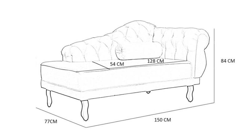 Imagem de Recamier Larissa Lado Esquerdo 1,50 cm Veludo Amarelo - Montanaris Decor