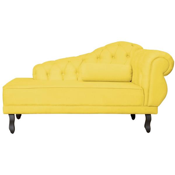 Imagem de Recamier Larissa Lado Esquerdo 1,50 cm Veludo Amarelo - Montanaris Decor