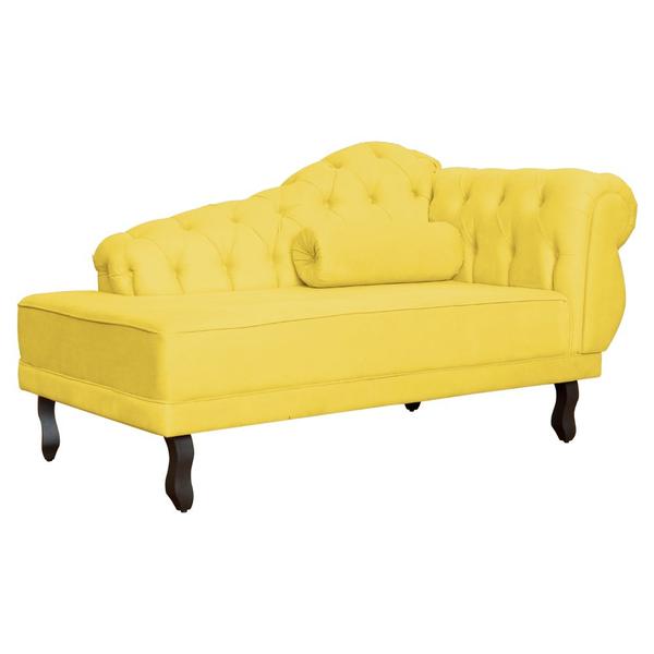 Imagem de Recamier Larissa Lado Esquerdo 1,50 cm Veludo Amarelo - Montanaris Decor