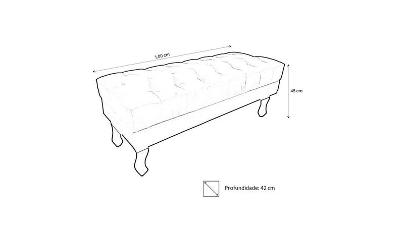 Imagem de Recamier Luis Xv Capitonê Retrô 100cm Couro Bege Pés Madeira Mz Decor