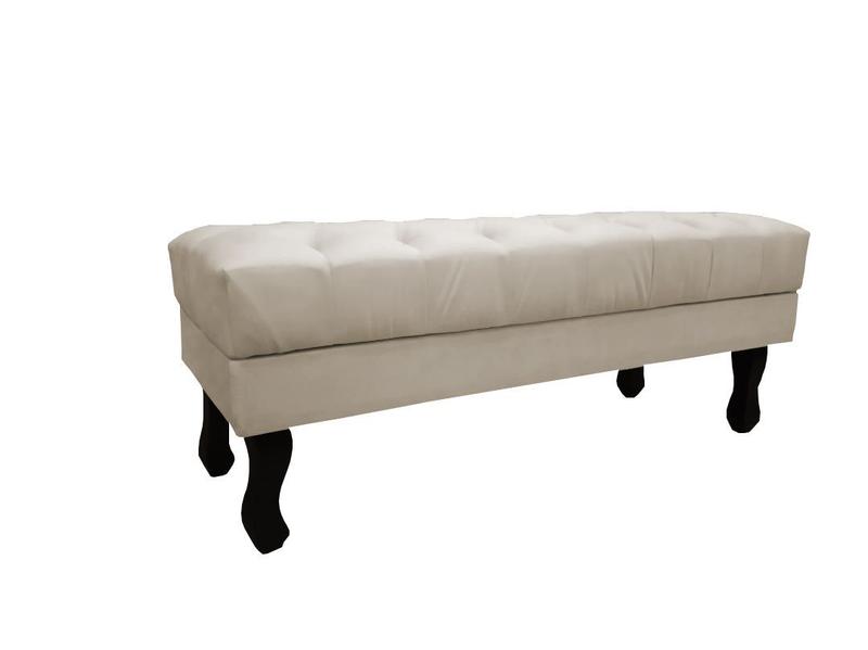 Imagem de Recamier Luis Xv Capitonê Retrô 100cm Suede Bege Pés Madeira Mz Decor