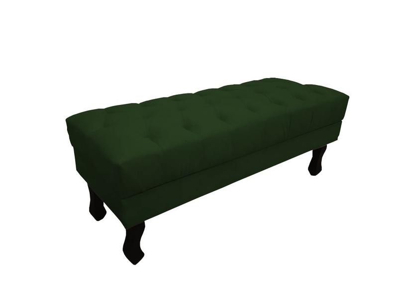 Imagem de Recamier Luis Xv Capitonê Retrô 100cm Suede Verde Pés Madeira Mz Decor