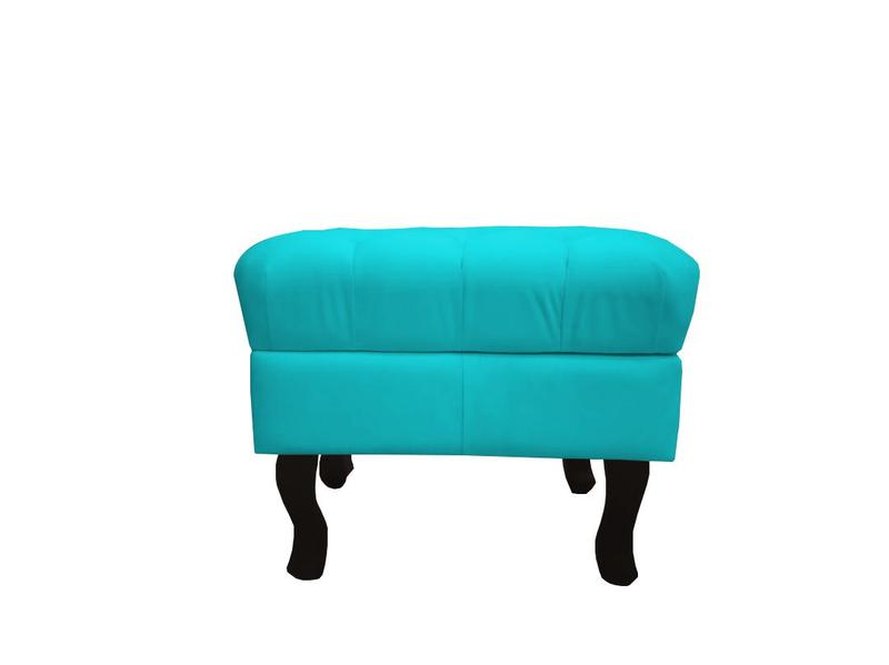 Imagem de Recamier Luis Xv Capitonê Retrô 120cm Suede Azul Tifany Pés Madeira Mz Decor