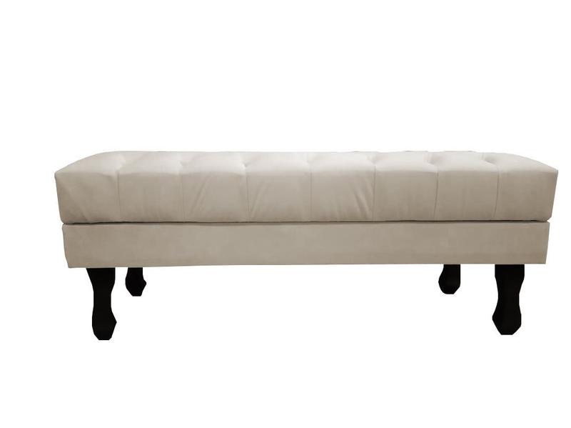 Imagem de Recamier Luis Xv Capitonê Retrô 120cm Suede Bege Pés Madeira Mz Decor