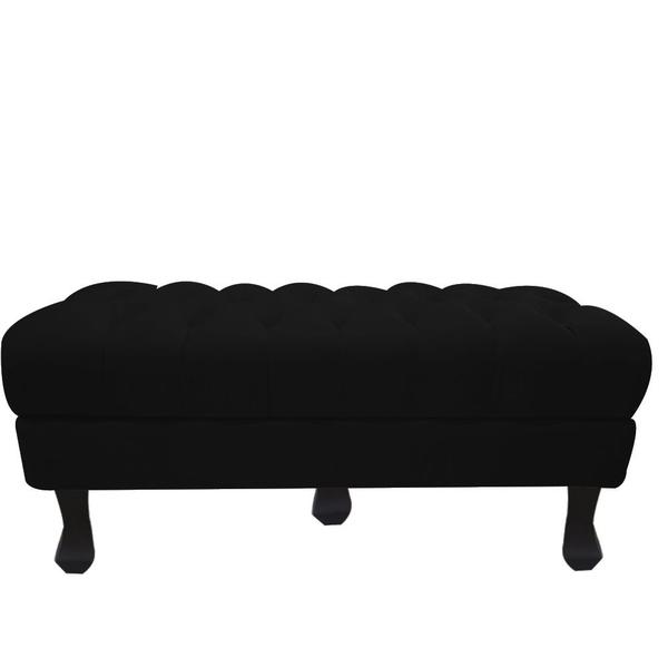 Imagem de Recamier Luis Xv Capitonê Retrô 160cm Suede Preto Pés Madeira Mz Decor