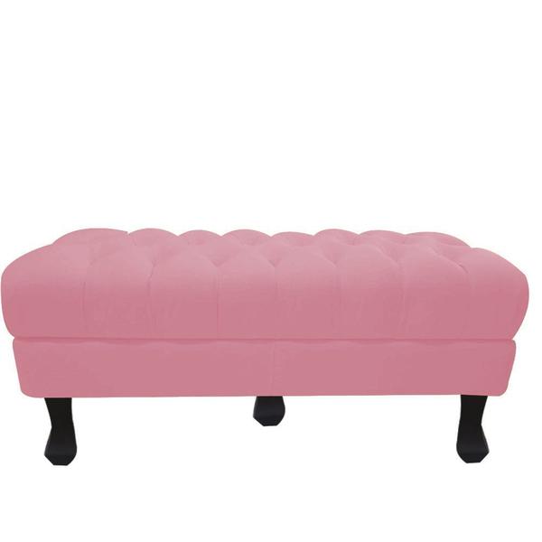 Imagem de Recamier Luis Xv Capitonê Retrô 160cm Suede Rosa Bebê Pés Madeira Mz Decor