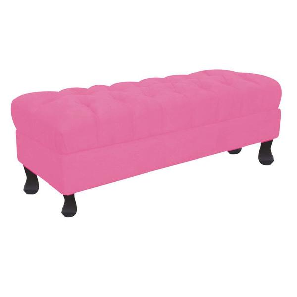 Imagem de Recamier Luis Xv Capitonê Retrô 160cm Suede Rosê Pés Madeira Mz Decor