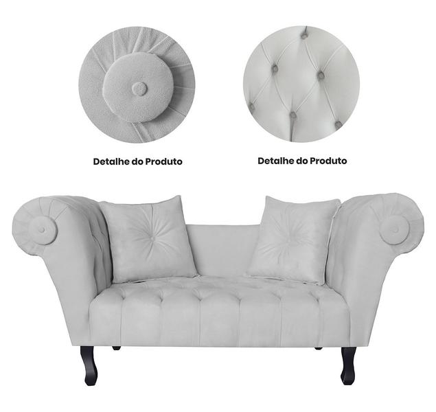 Imagem de Recamier Namoradeira Estofada Para Quarto Londres 160 Suede Branco DL Decor