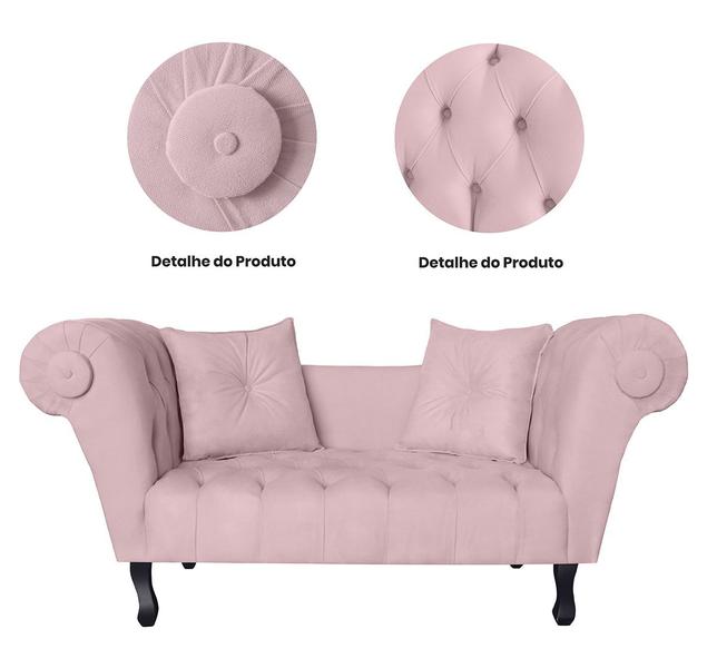 Imagem de Recamier Namoradeira Estofada Para Quarto Londres 160 Suede Rosa Bebe DL Decor